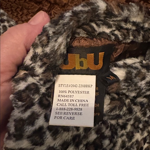UbU Reversible Leopard Print Faux Fur And Solid Brown Jacket Zip Front Pockets M - Picture 7 of 11